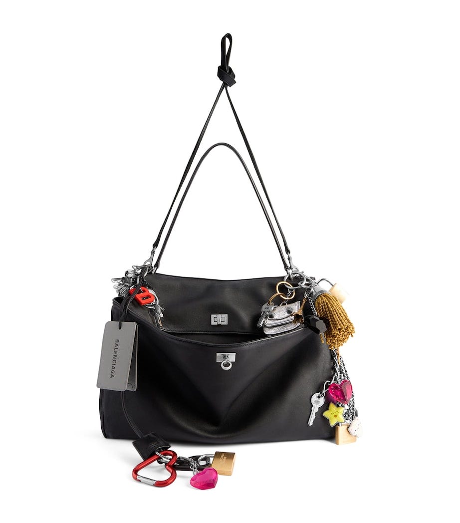 leather rodeo shoulder bag with charms