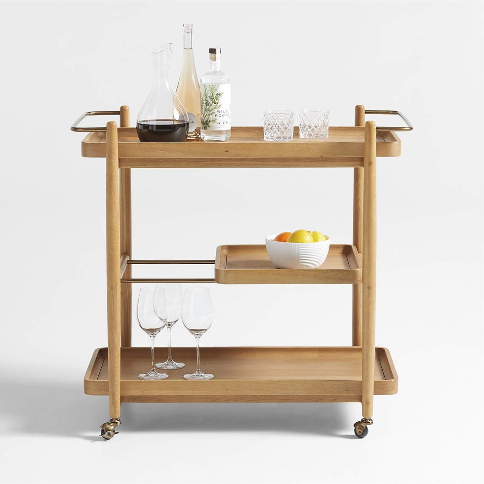 Solid Elm Wood Bar Cart