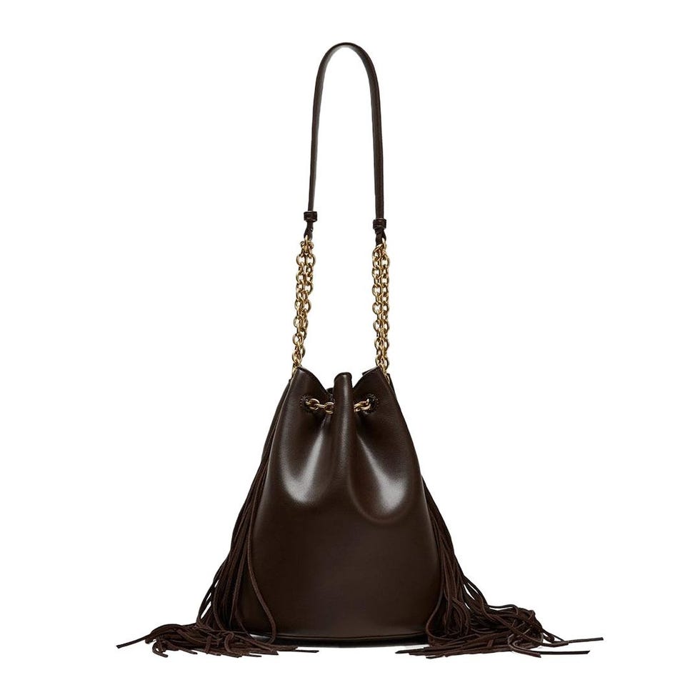 Fringed Cylindrical Bucket Bag