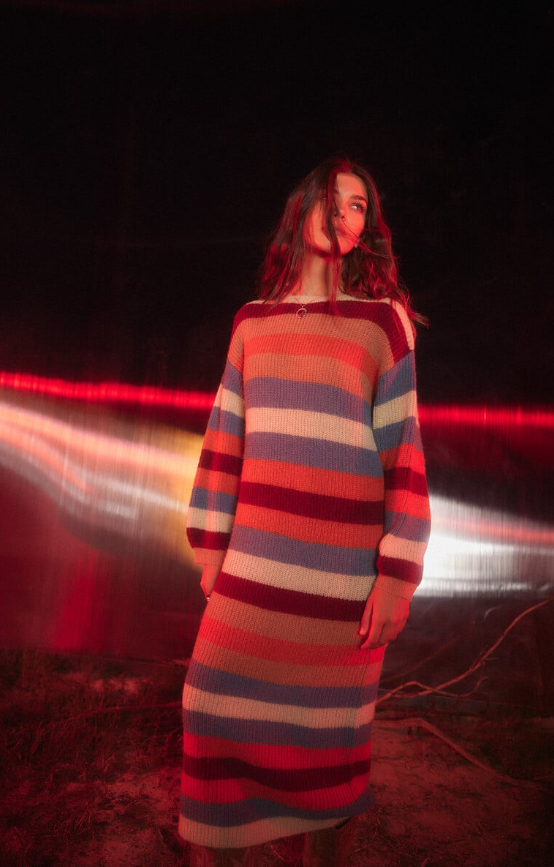 Slowlove Vestido punto rayas