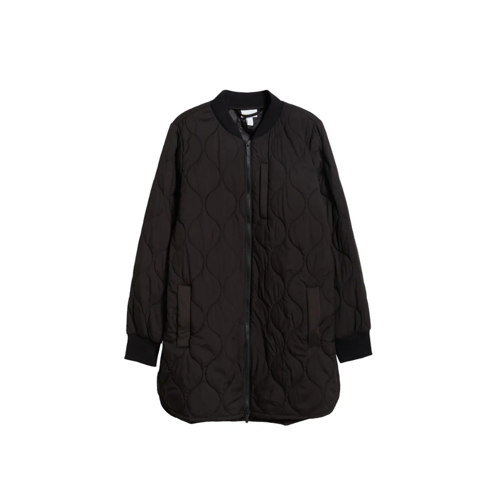 Longline Onion Quilted Bomber Jacket