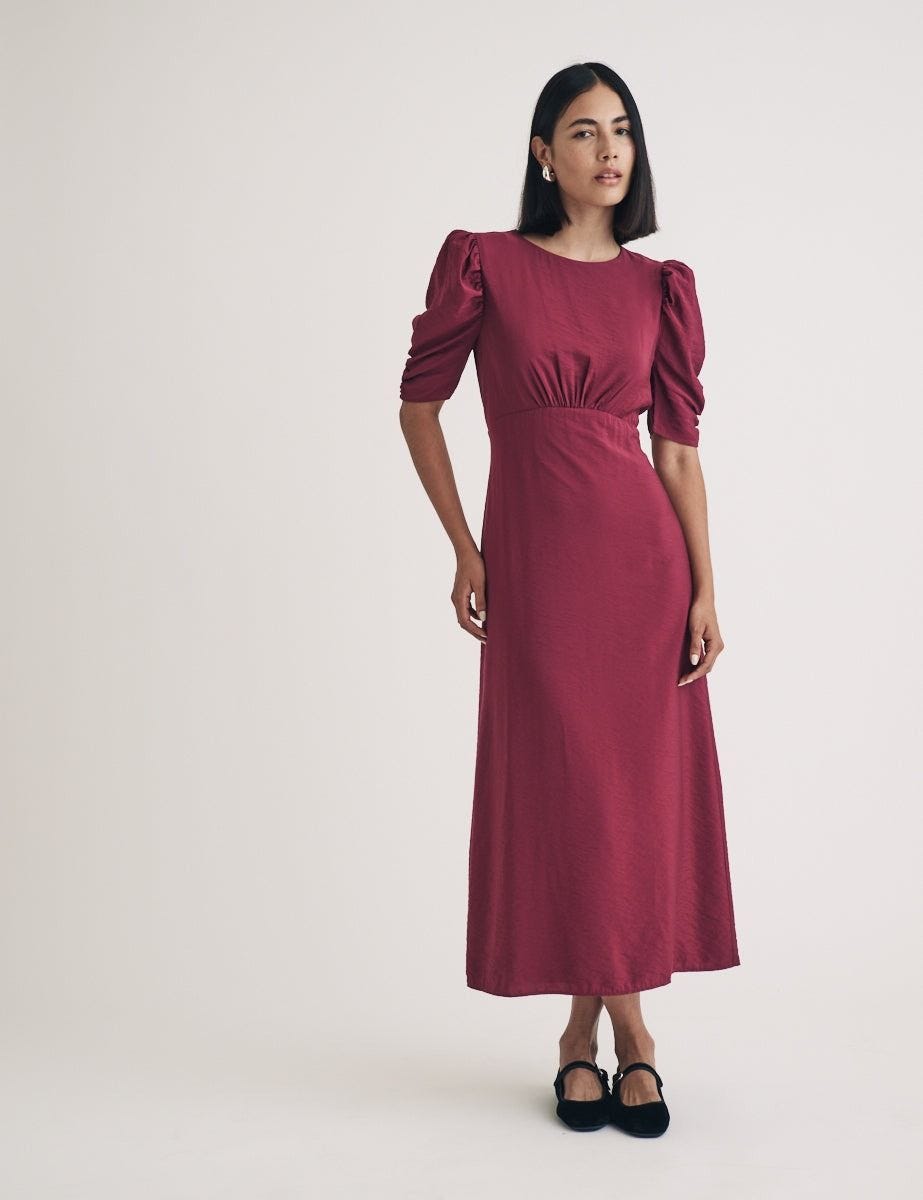 Burgundy Evie Midi Dress