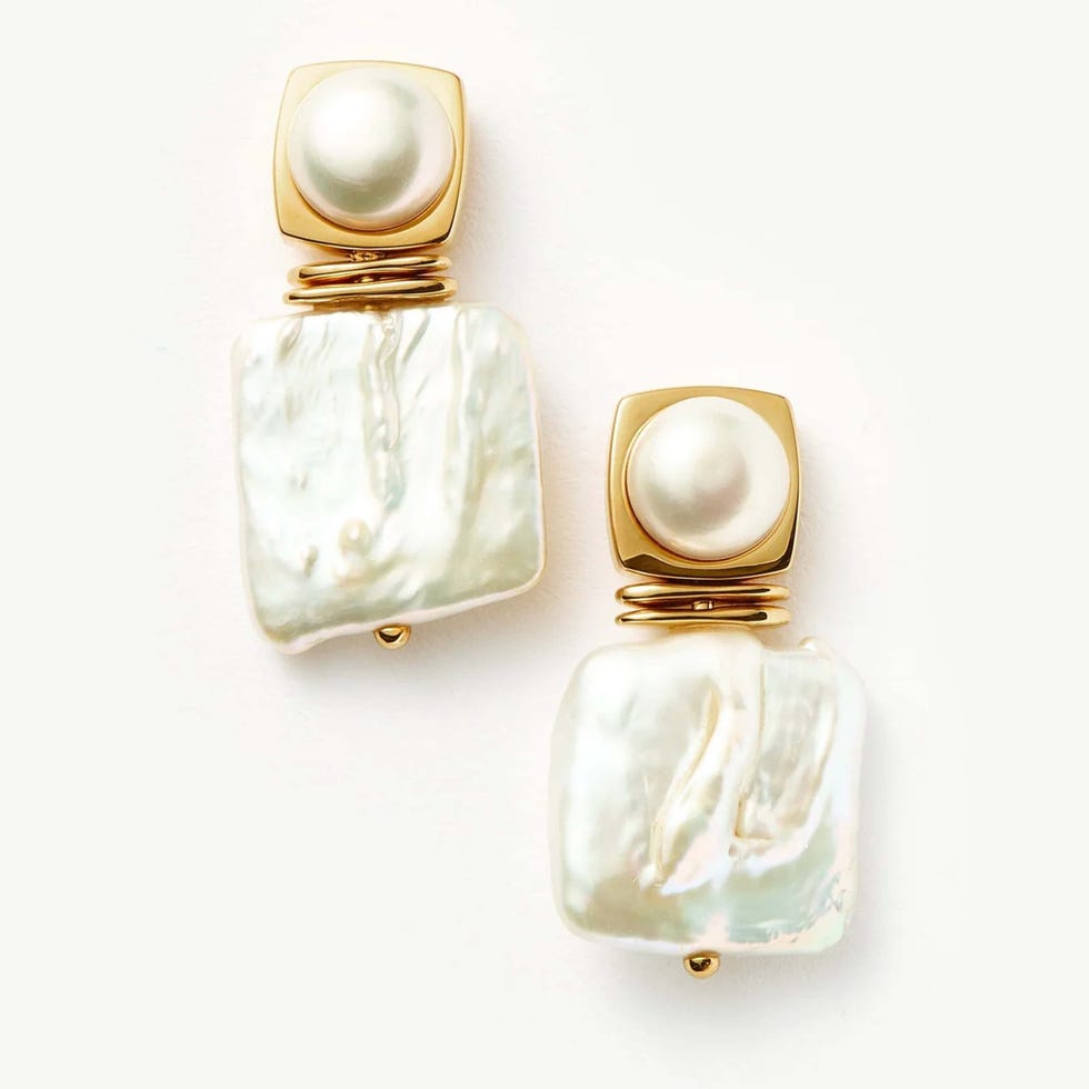 Missoma Square Pearl Statement Studs