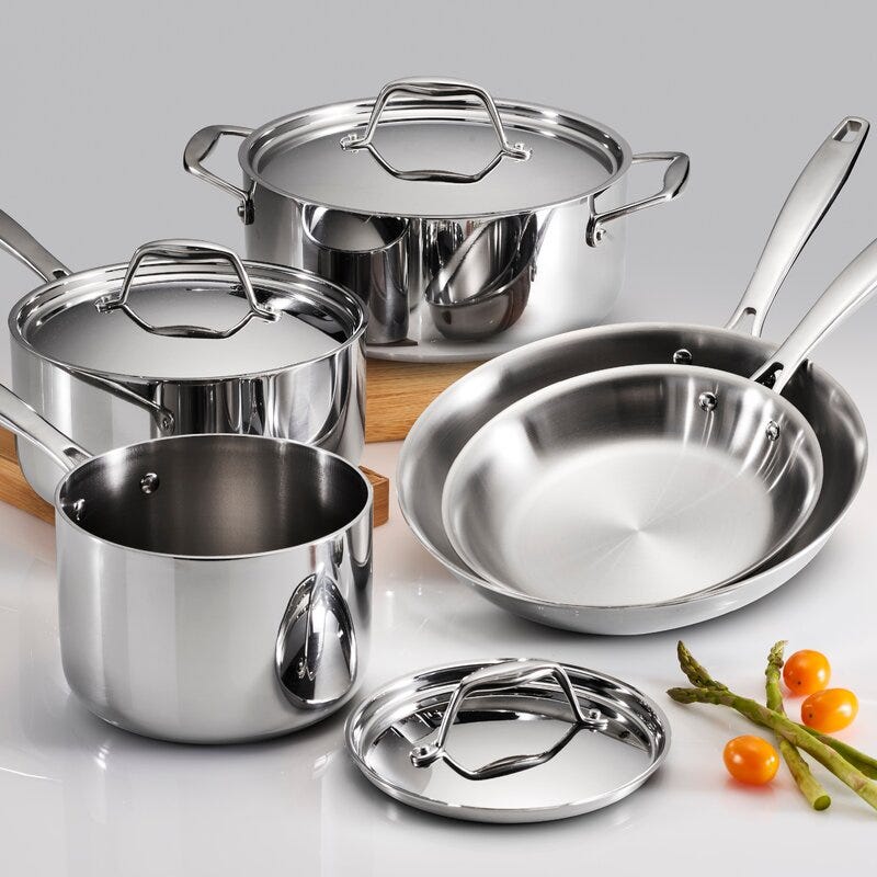 Gourmet Tri-Ply Clad 8-Piece Cookware Set