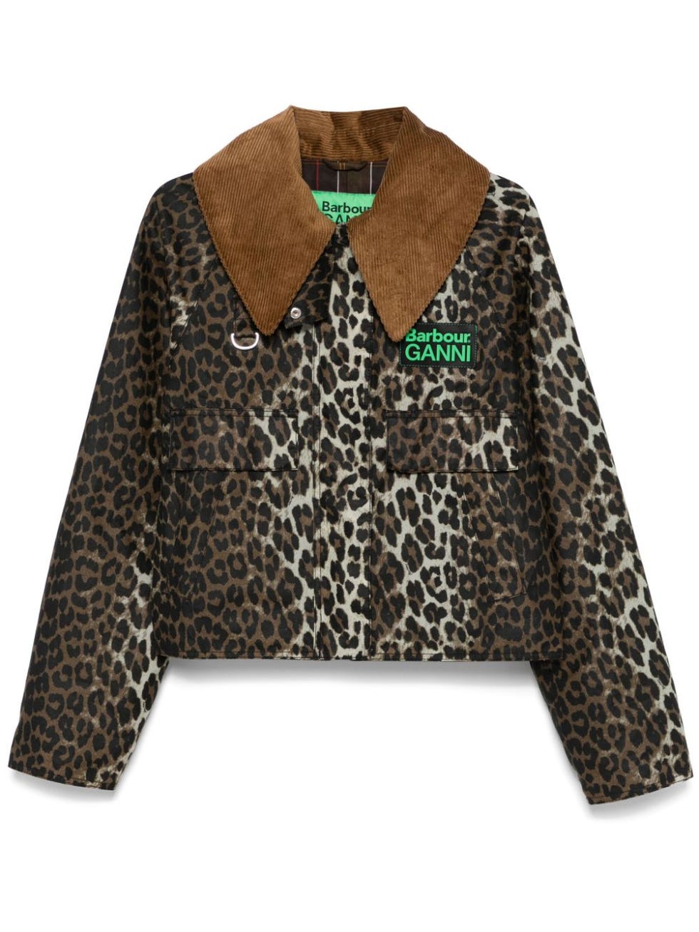 x Ganni Leopard-Print Wax-Coated Jacket