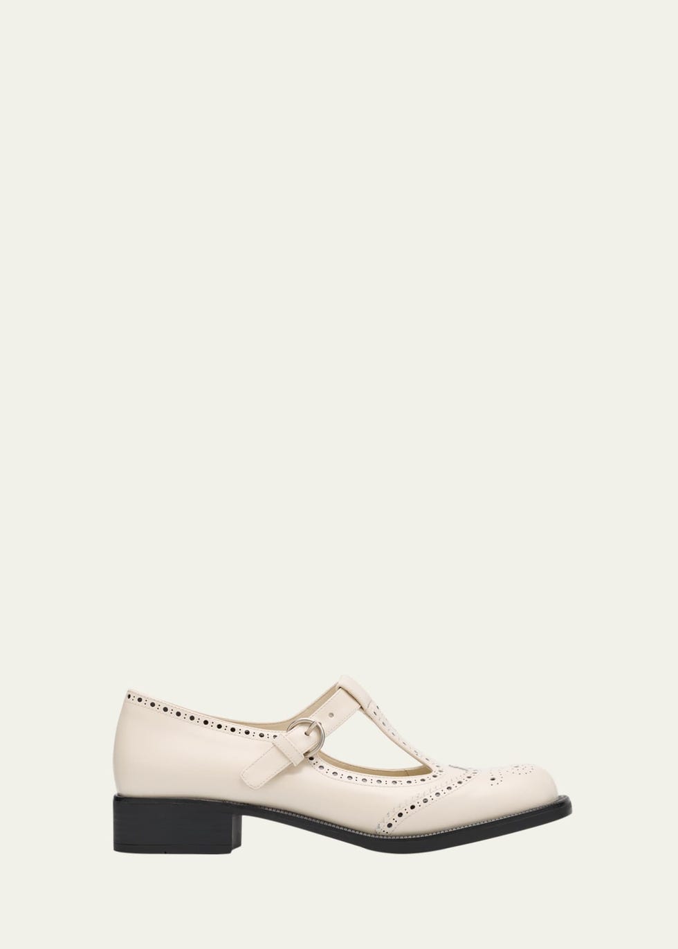 Perforated Leather Mary Jane Loafers