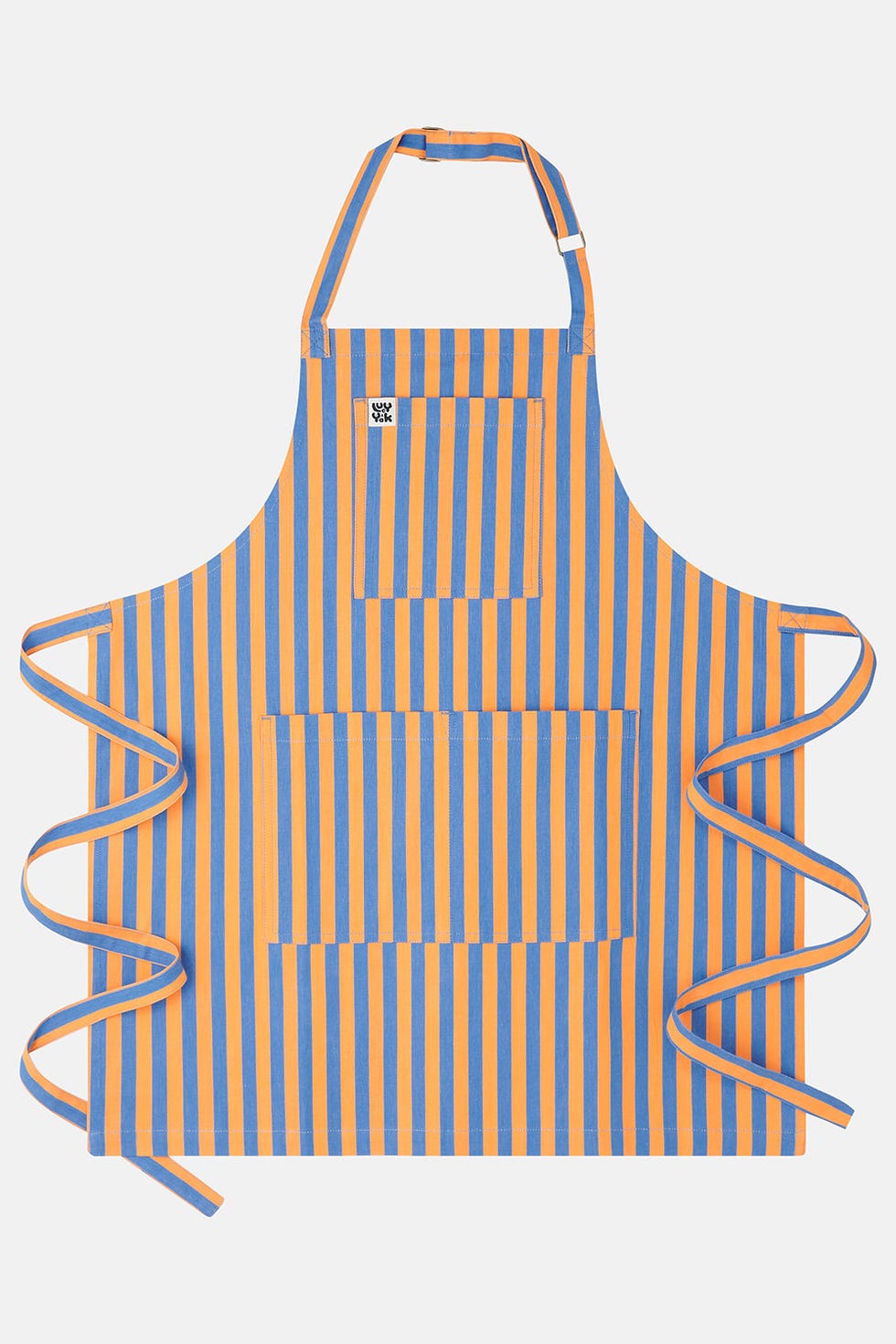 Cotton Apron in Orange & Blue Stripe