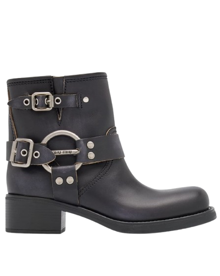 Leather Harness Buckle Boots