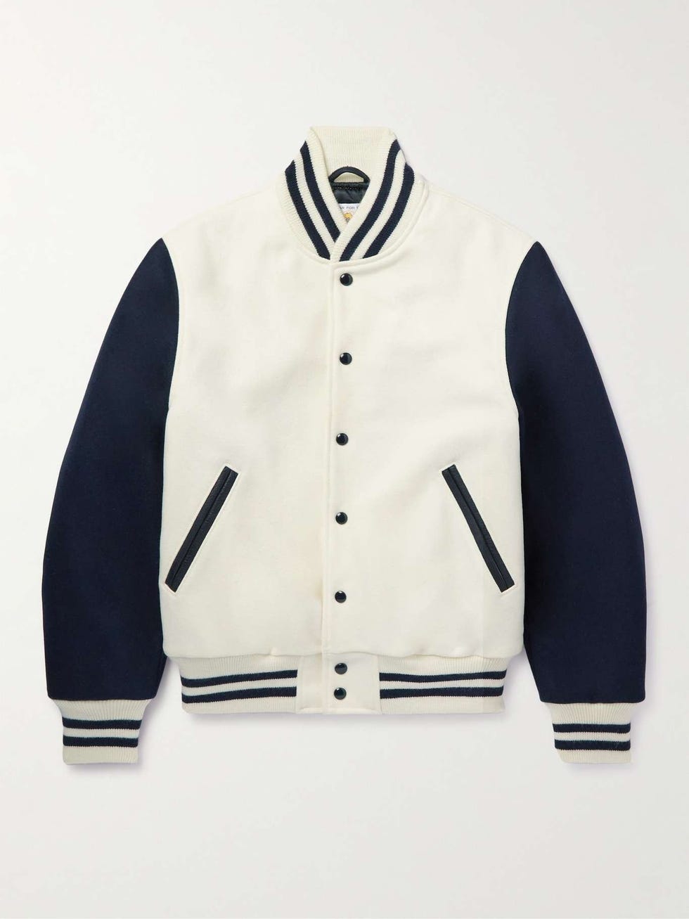 The Portola Leather-Trimmed Wool-Blend Varsity Jacket