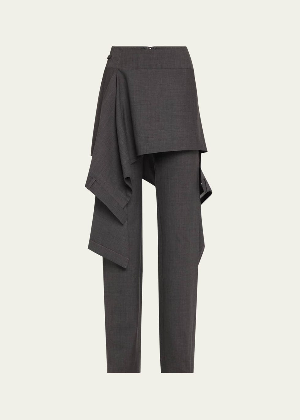 Skirt Overlay Wool Trousers