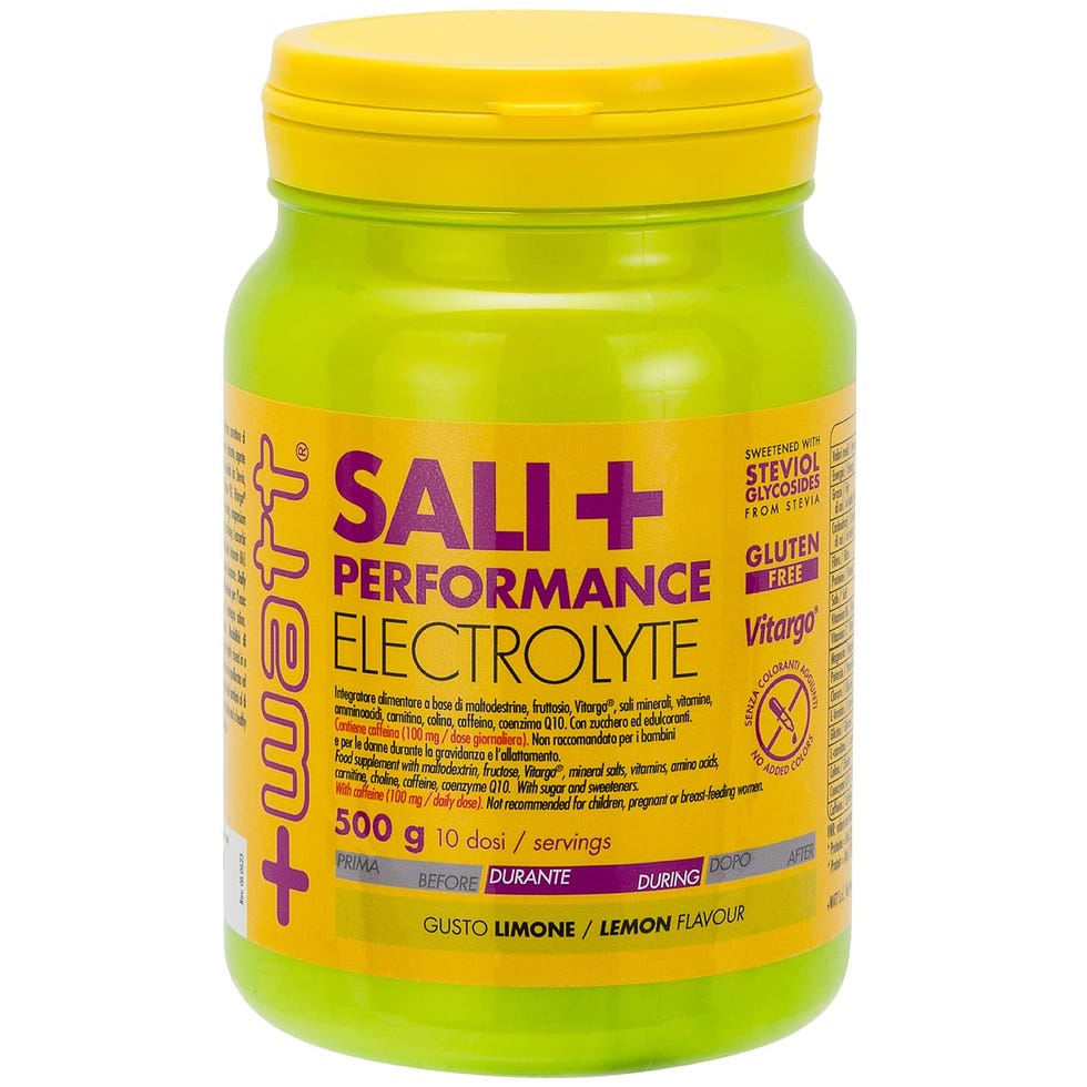 Sali+ Performance Electrolyte Barattolo da 500g, carboidrati, vitamine, sali minerali, aminoacidi, caffeina, carnitina a sostegno delle performance di resistenza, gusto limone