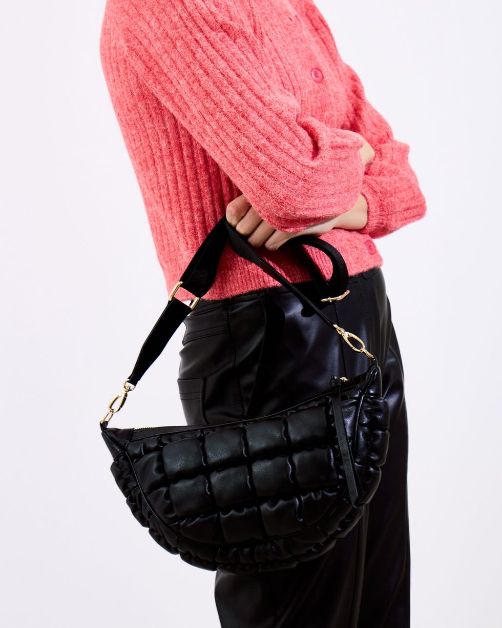 Betty Black Quilted Puffy Belt Bag