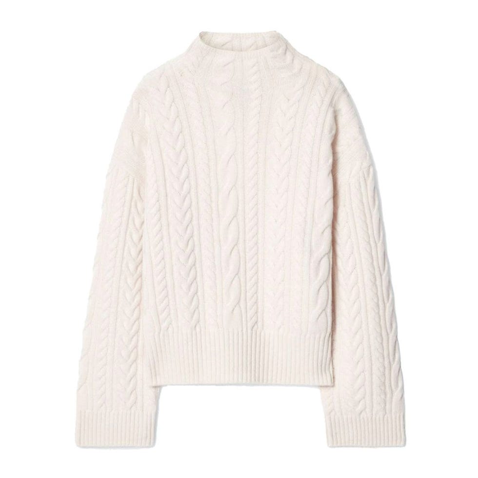 Cable-Knit Funnel-Neck Sweater 