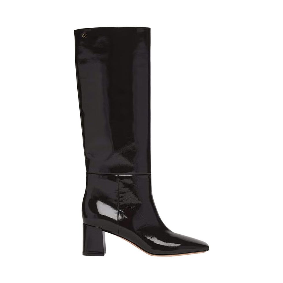 Patent Square-Toe Knee Boots