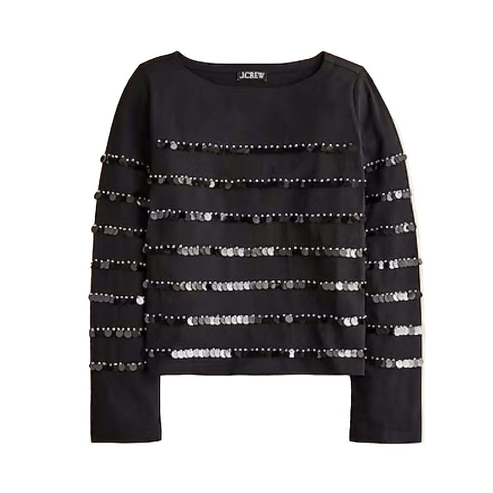 Heavy Jersey Long-sleeve T-shirt with Paillette Embellishment