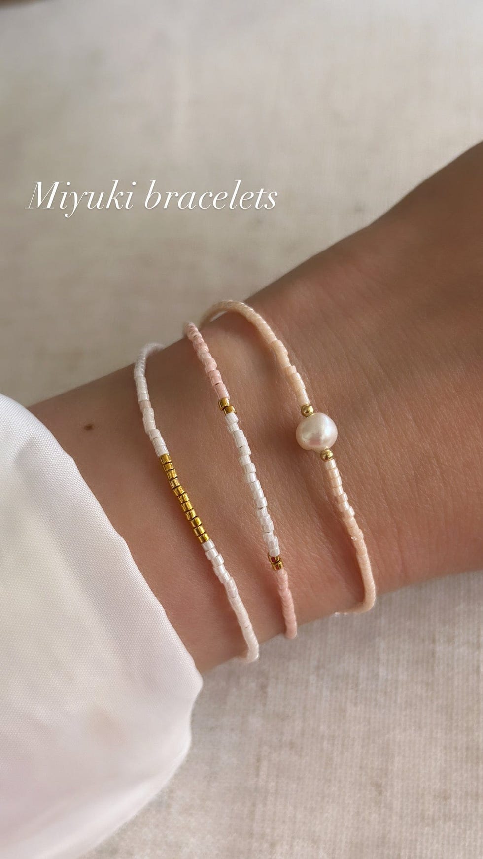 Miyuki Bracelet in Ivory & Gold
