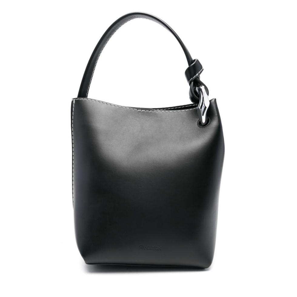 Corner leather bucket bag