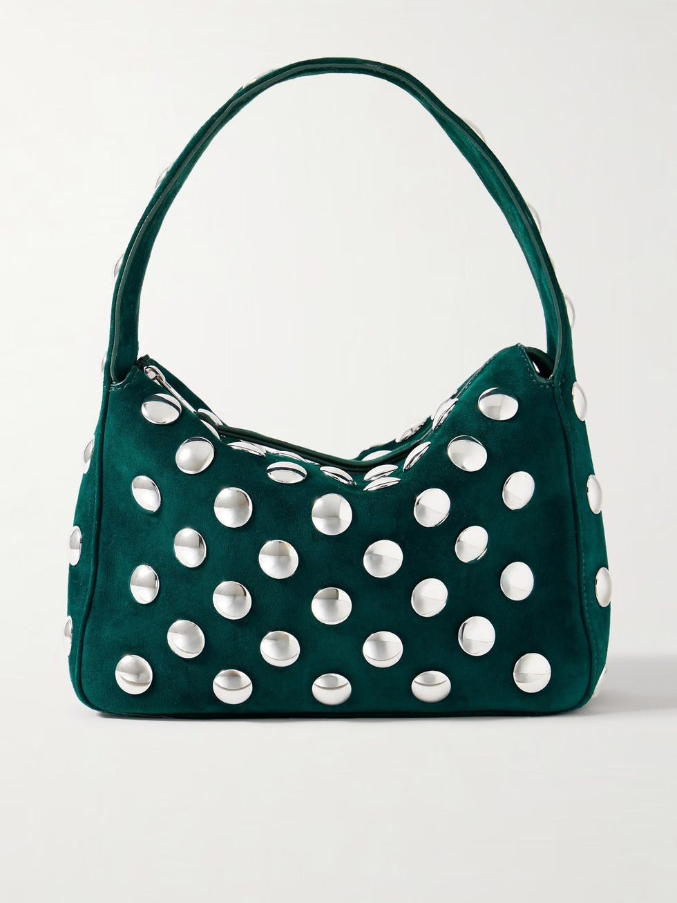 Elena Small Studded Suede Top-Handle Bag