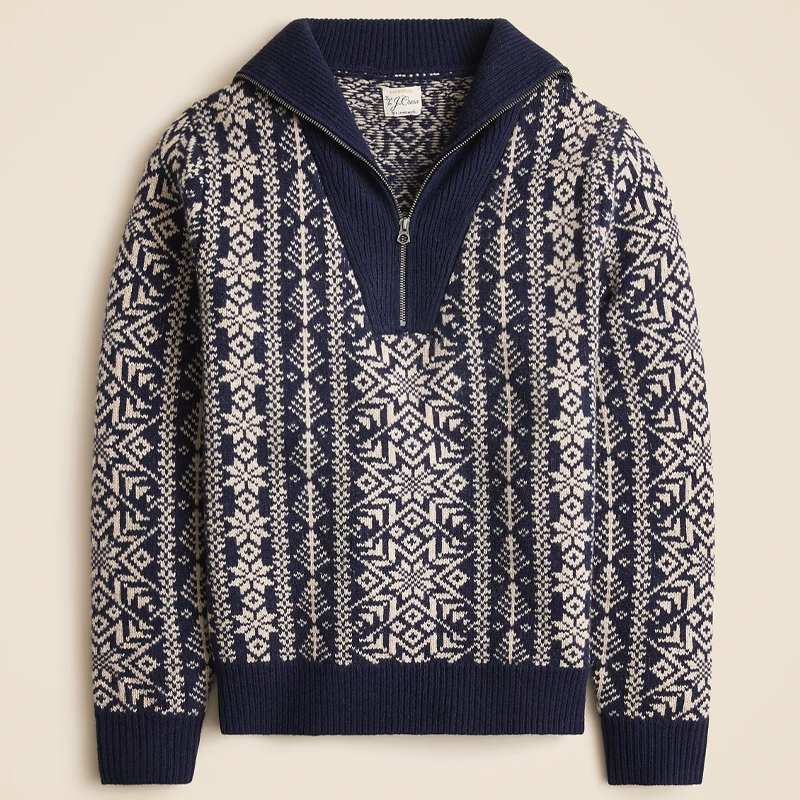 Fair Isle Lambswool Half-Zip Sweater