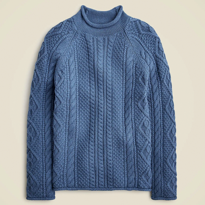 Cotton Cable-Knit Rollneck Sweater