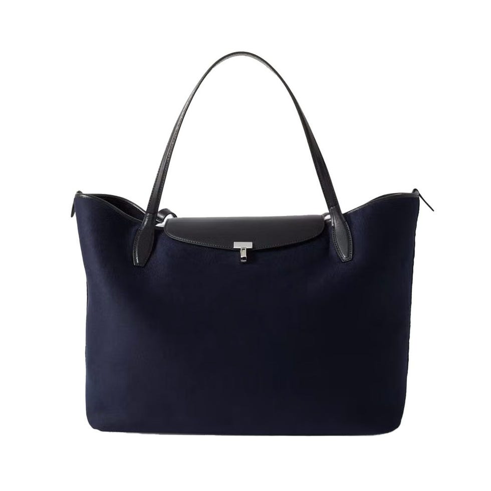 Leather-trimmed Wool Tote