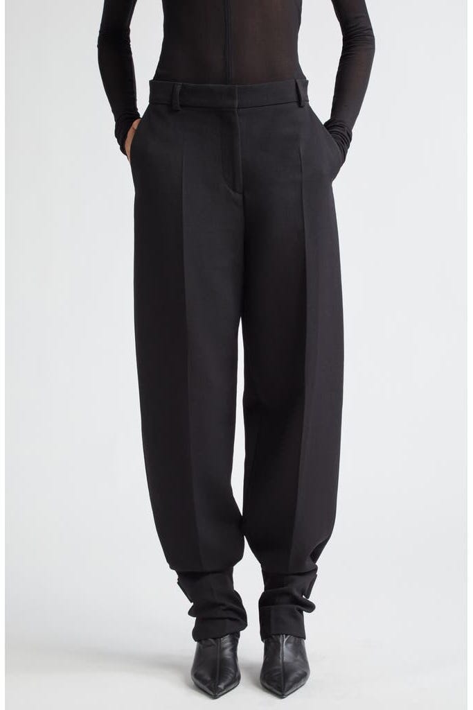Slouch Buckle Barrel Leg Wool Blend Trousers Slouch Buckle Barrel Leg Wool Blend Trousers