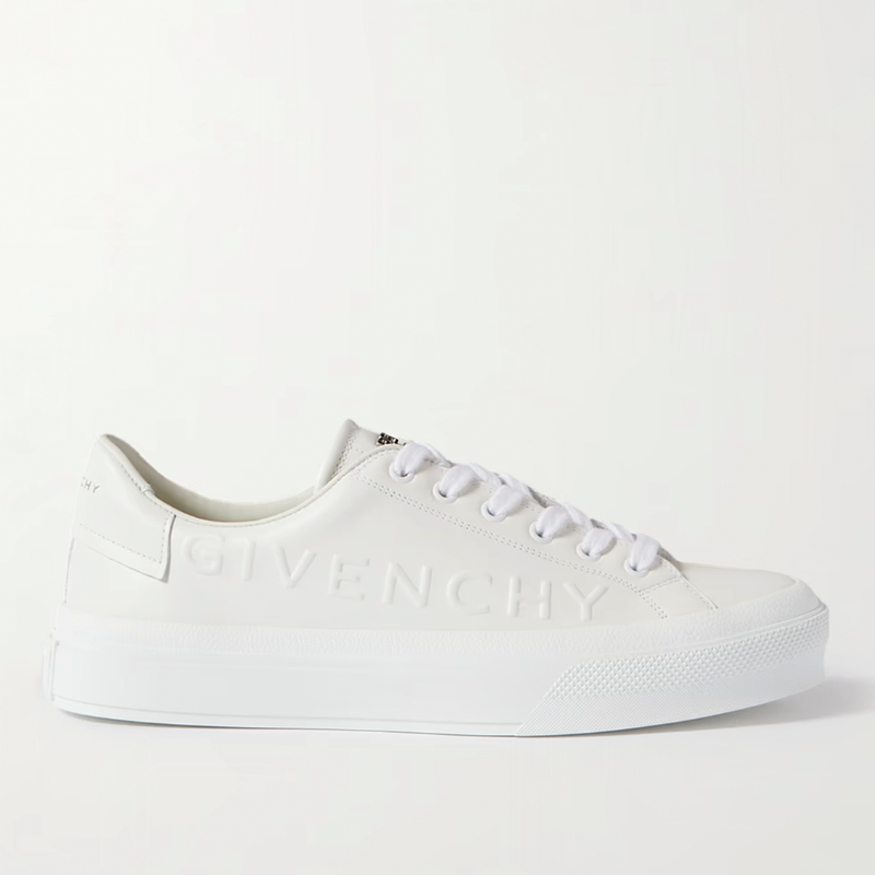 Leather sneakers with embossed logo