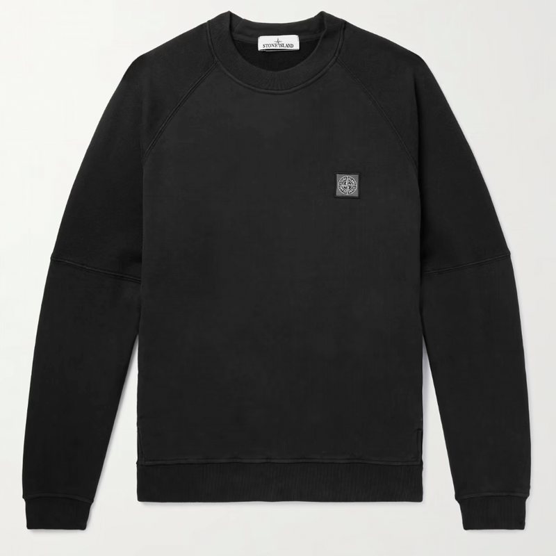 Garment-dyed cotton jersey sweatshirt with logo appliqué