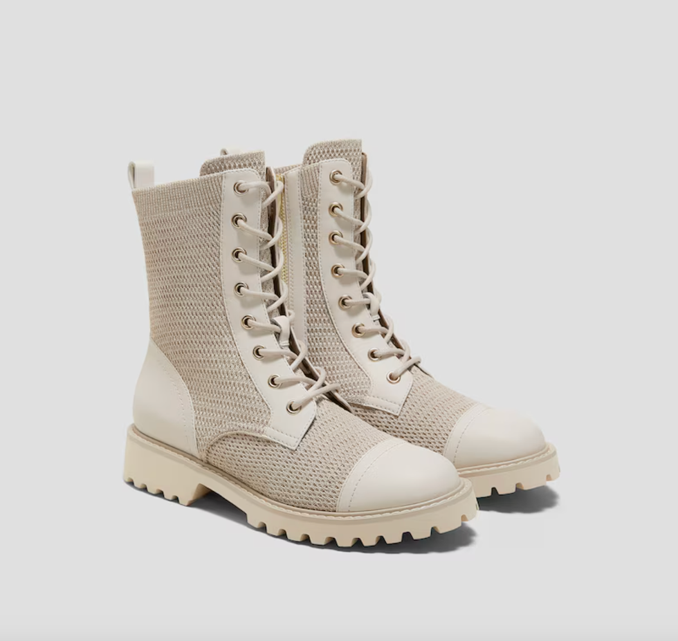 Round-Toe Lug Sole Lace-Up Ankle Boots (Florence)