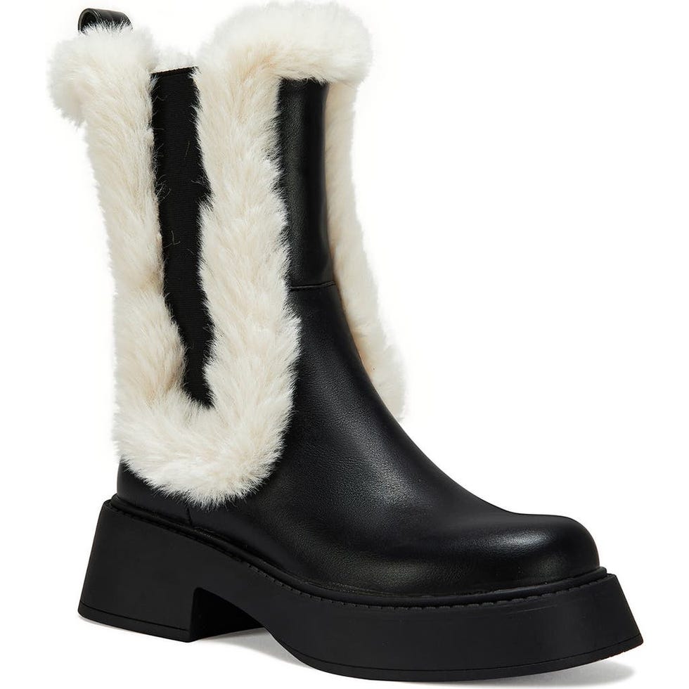 AZALEA WANG Heartthrob Water Resistant Faux Fur Chelsea Boot
