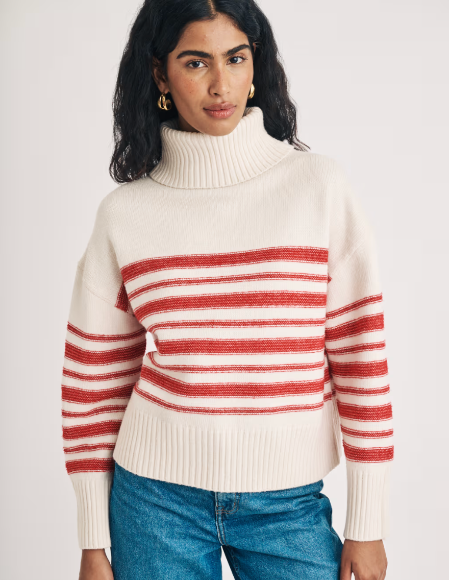 Striped Roll Neck Relaxed Jumper