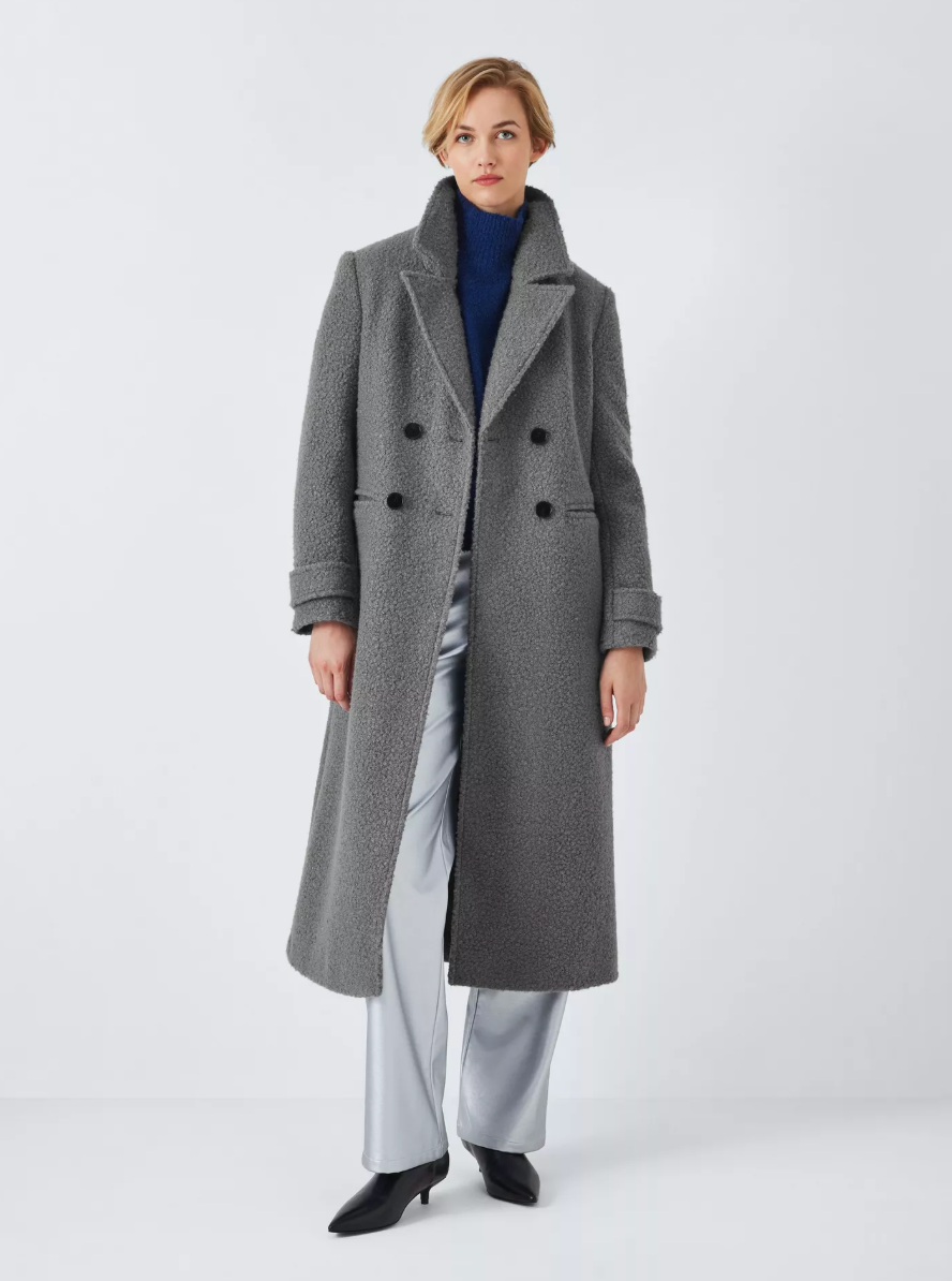 John Lewis ANYDAY Double Breasted Boucle Coat  Cream