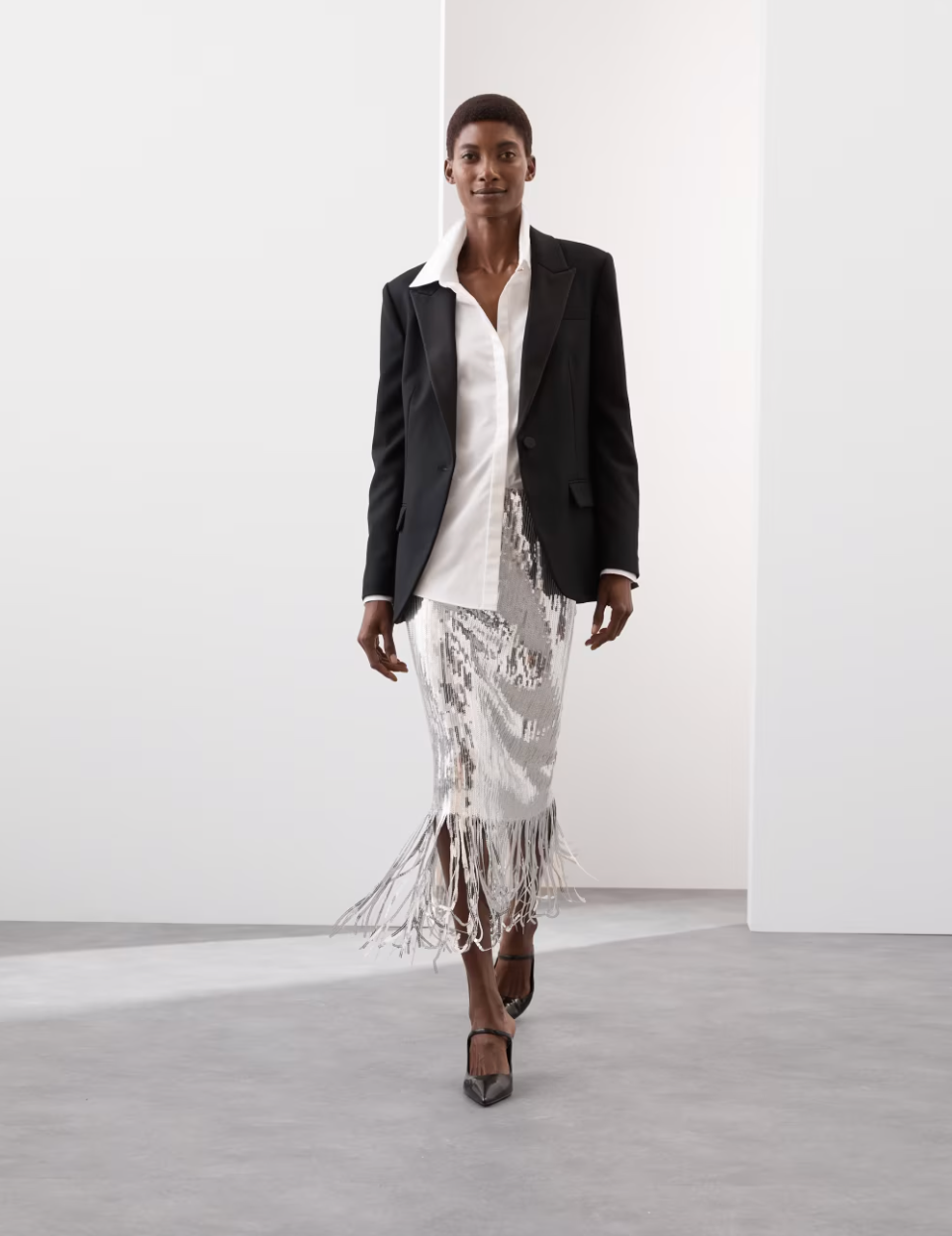 Sequin Tassel Knee Length Slip Skirt