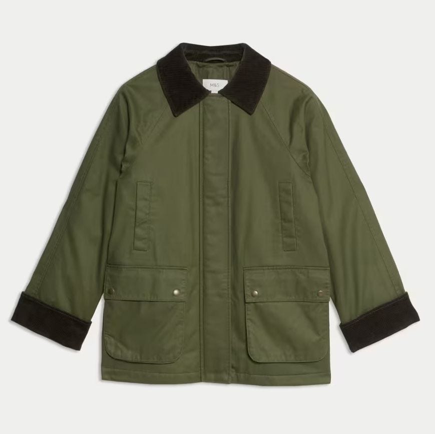 Cotton Rich Waxed Quilted Parka Coat