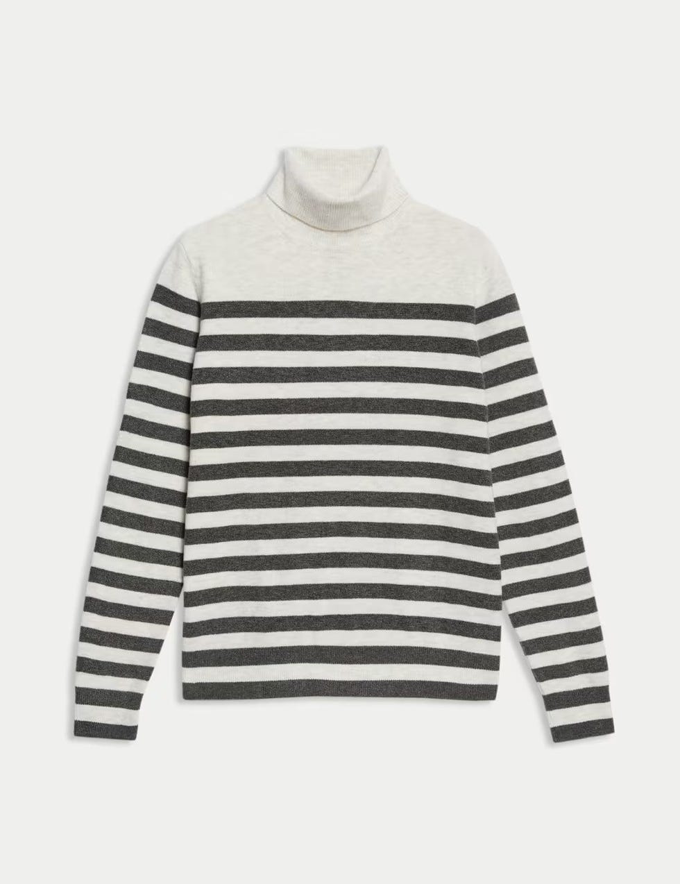Air-Yarn Striped Roll Neck Jumper
