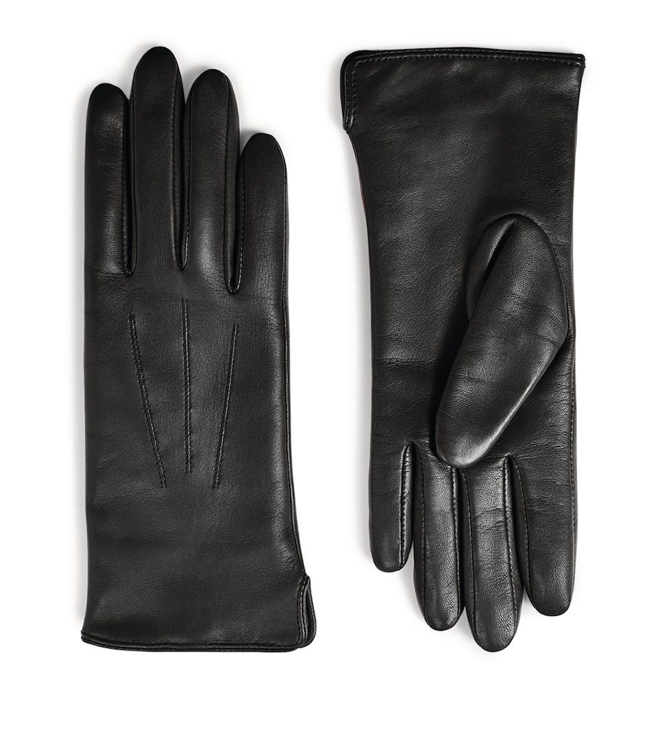 Cashmere wool-lined leather gloves 