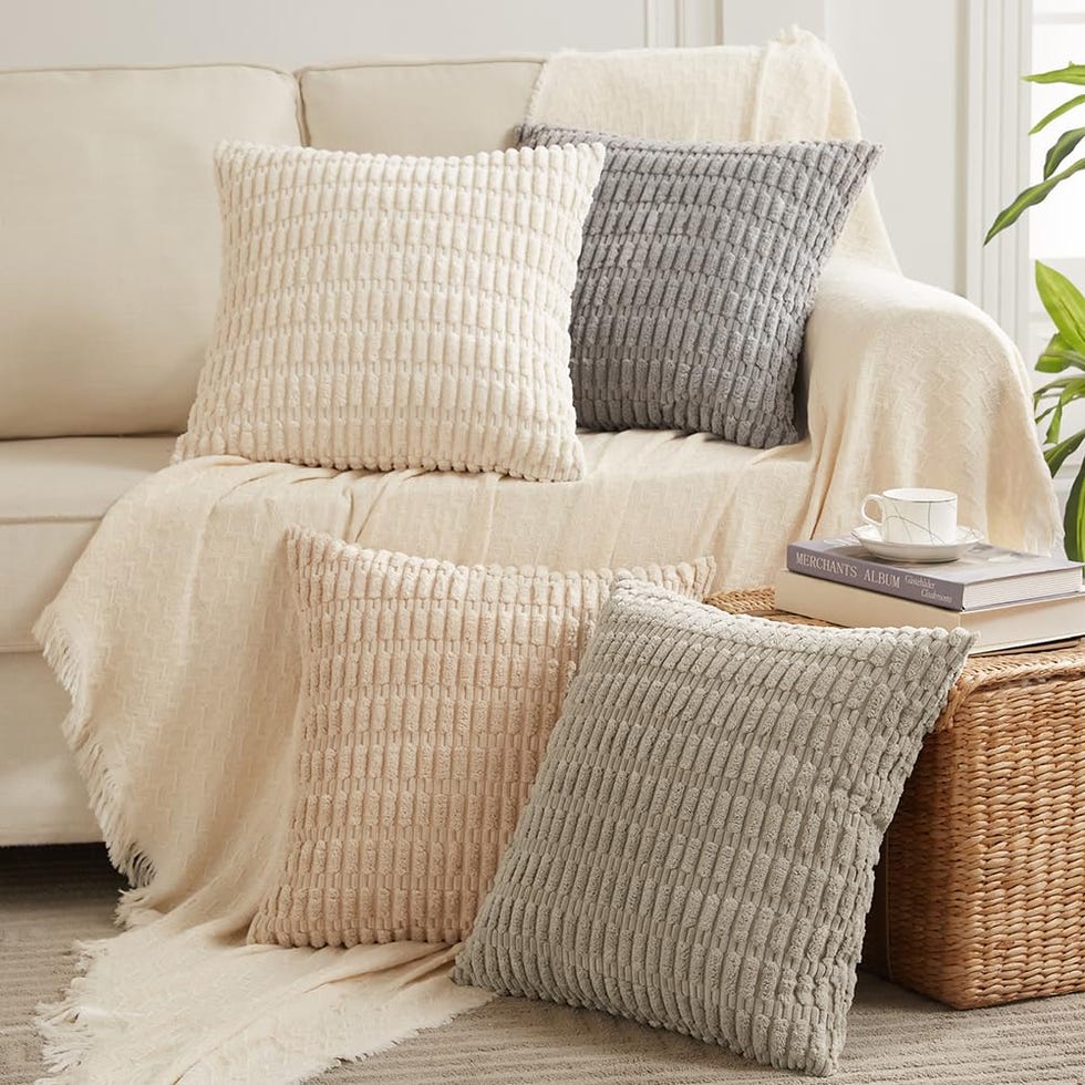 4 Pack Striped Corduroy Throw Pillow Covers