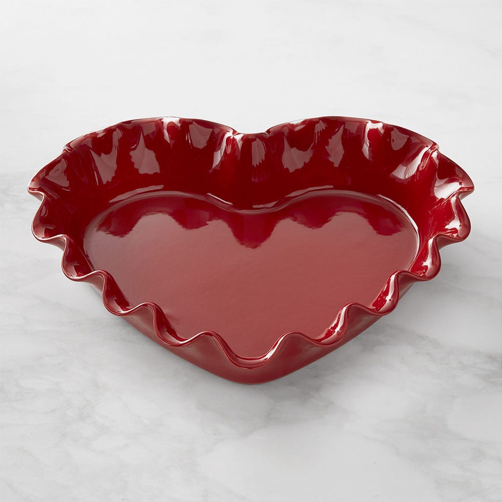 French Ceramic Ruffle Heart Pie Dish