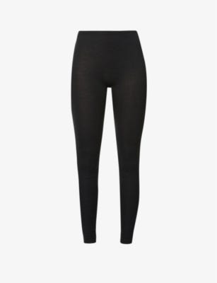 Woolen mid-rise wool-silk blend leggings