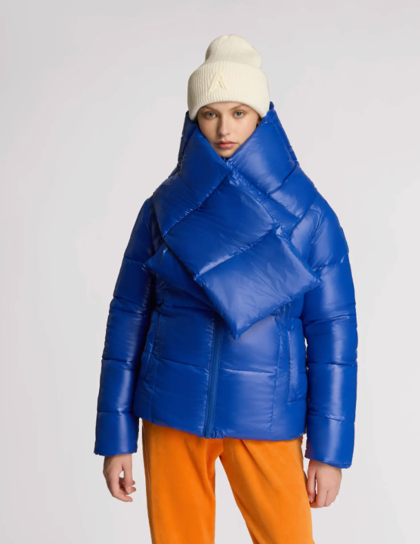 2-in-1 Reversible Puffer With Oversized Removable Scarf