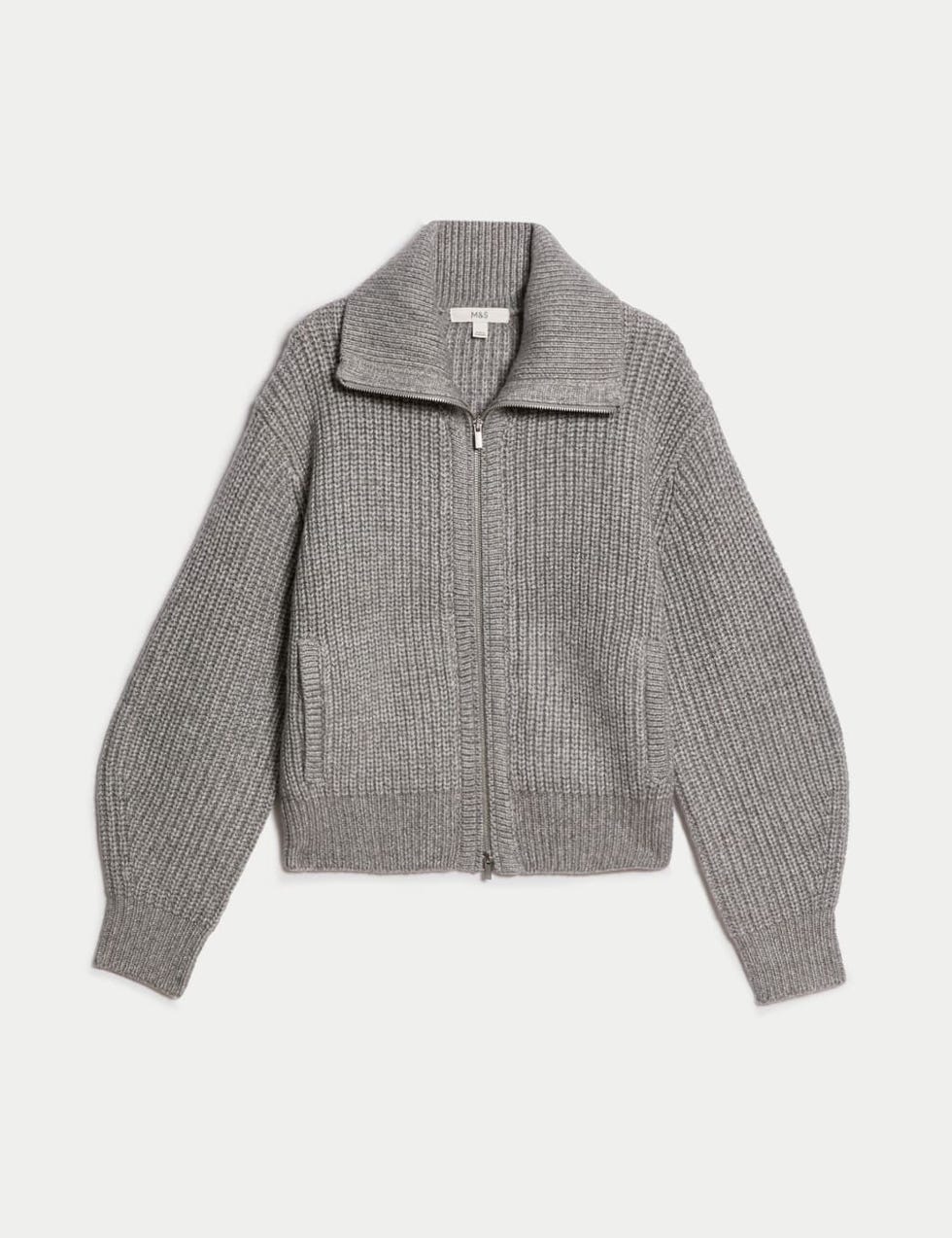 Cloud-Yarn Relaxed Collared Knitted Jacket