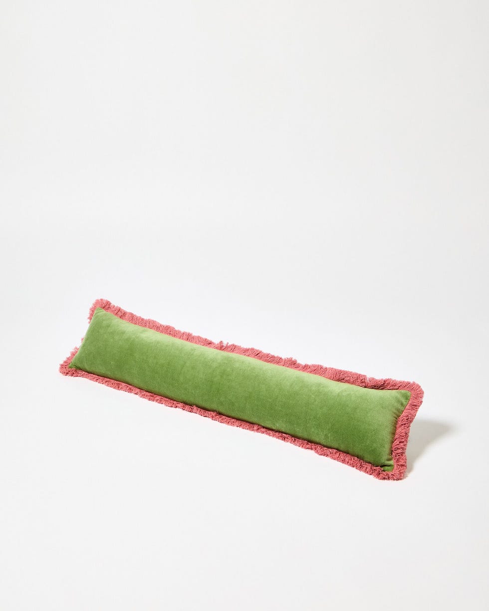 Issey Green Velvet Fringed Draught Excluder