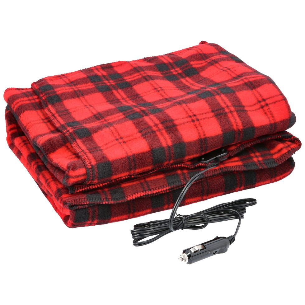 Heated Car Blanket, Red/Black Plaid