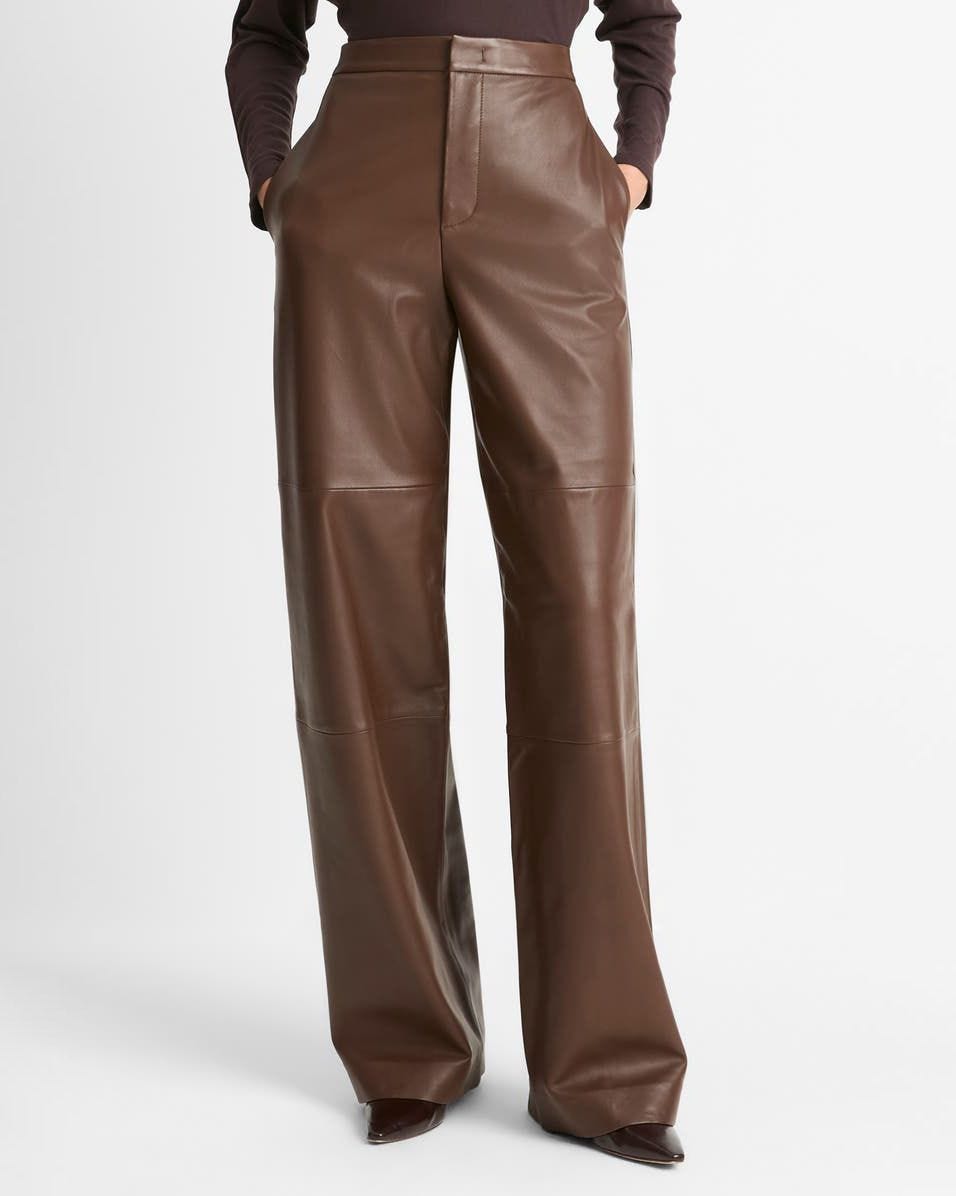 Leather Wide Leg Utility Pants