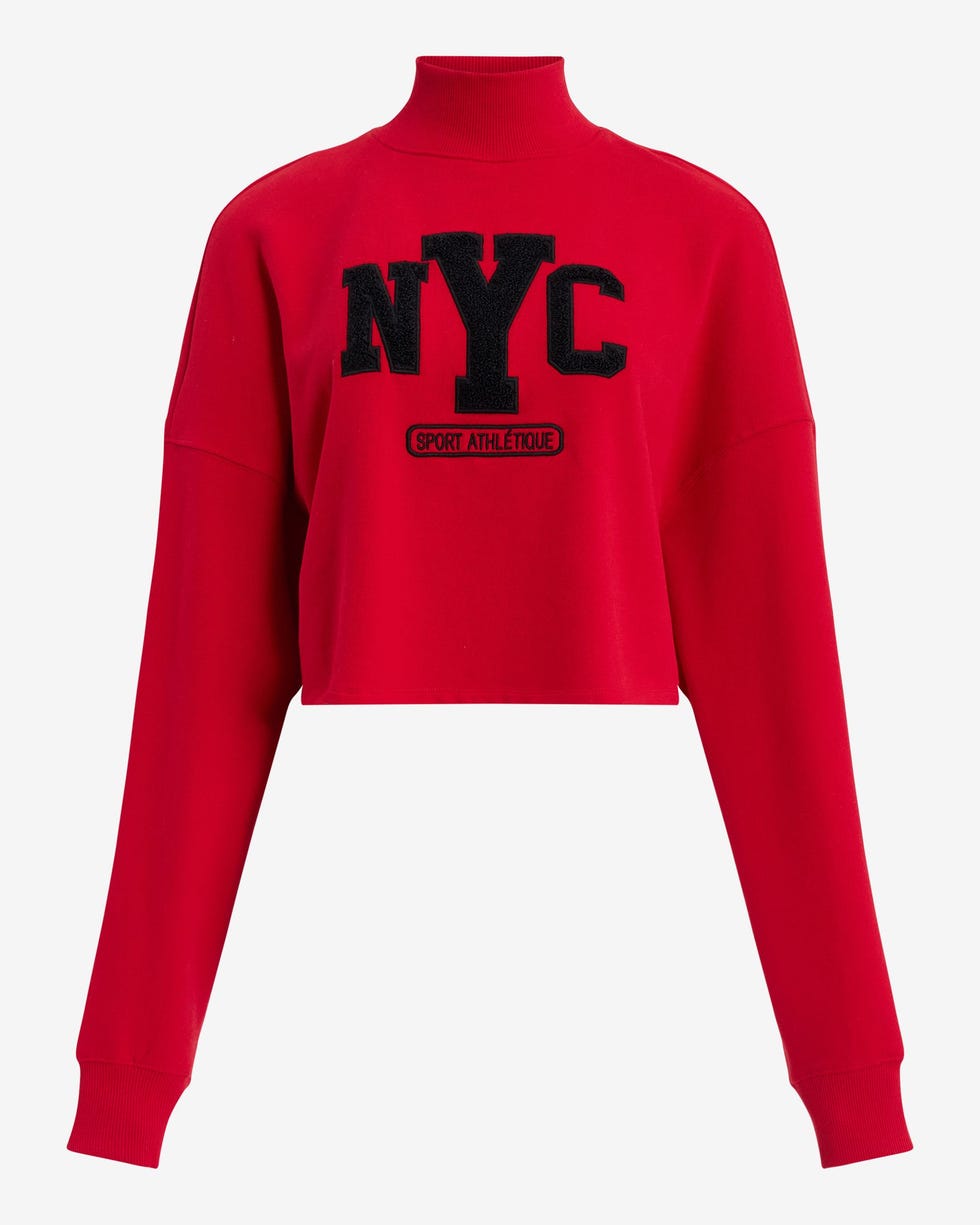 NYC Graphic Mock Neck Cropped Sweatshirt