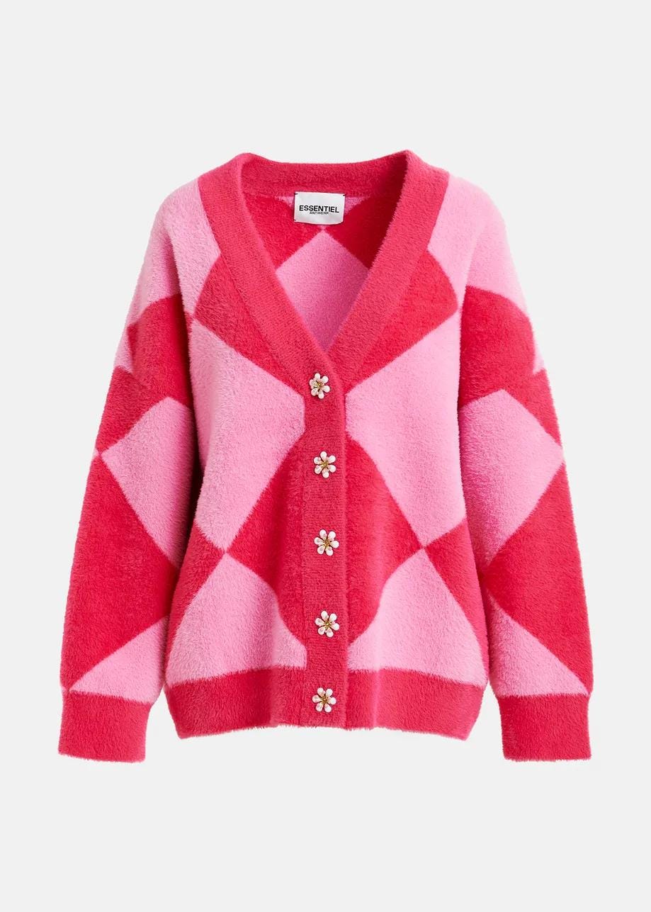 Pink Harlequin Knit Cardigan