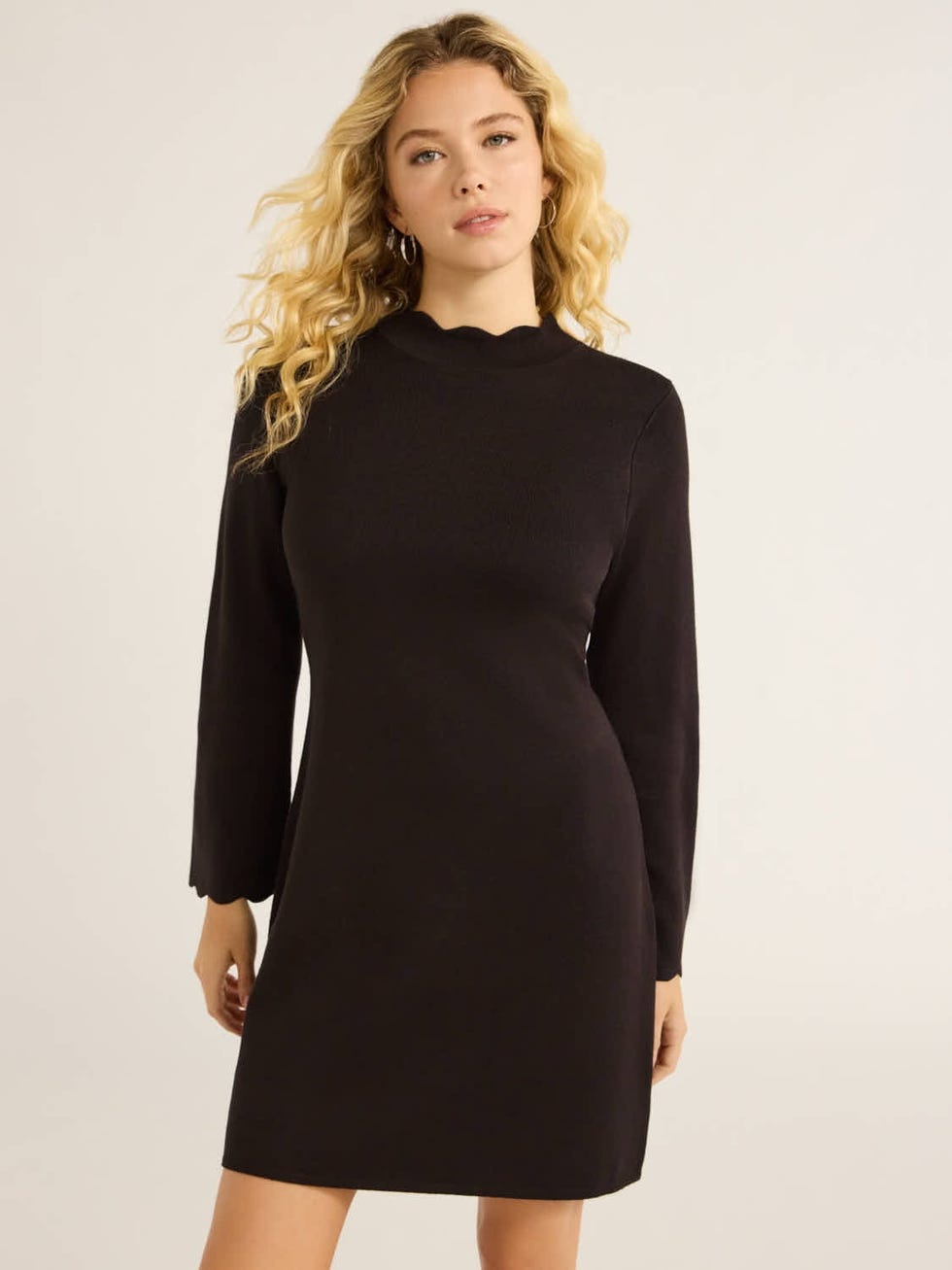 Cozy Yarn Mini Sweater Dress with Bell Sleeves