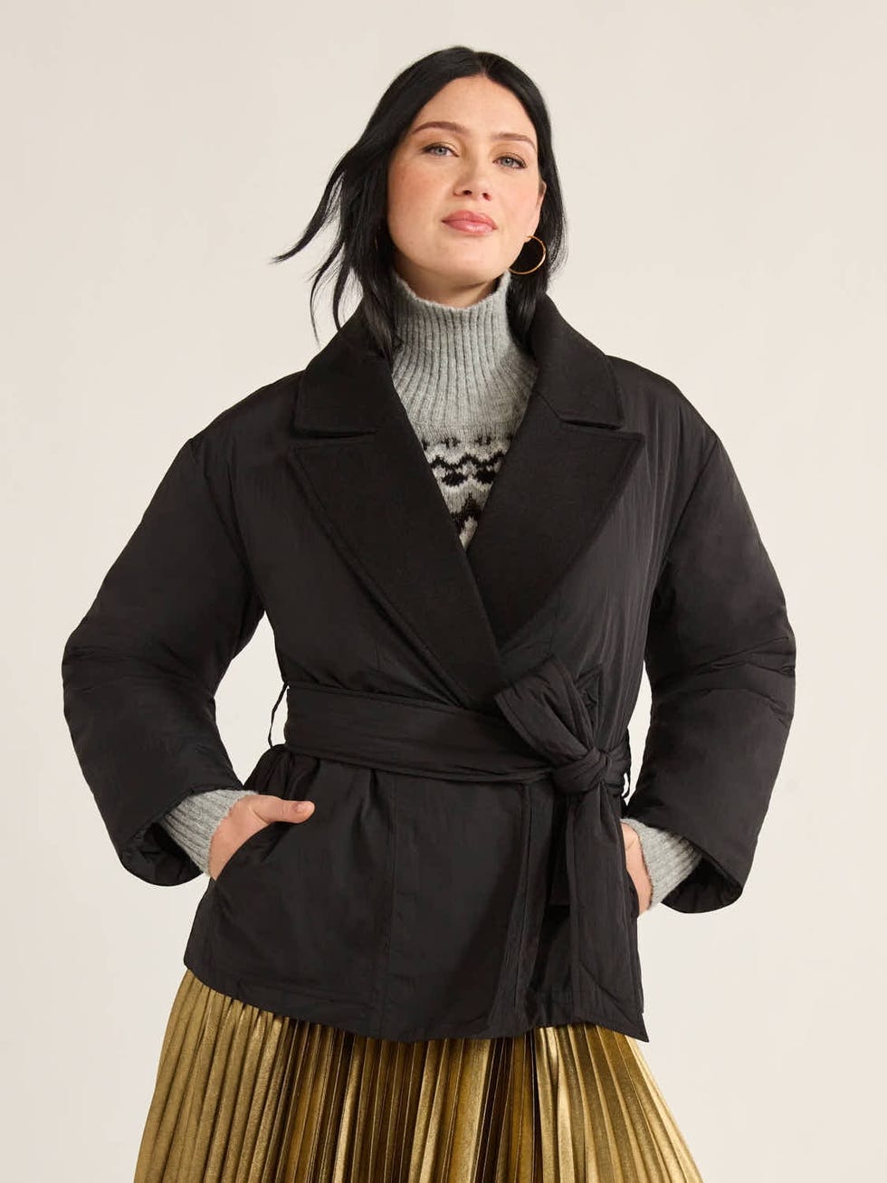 Women's Belted Cocoon Puffer Jacket
