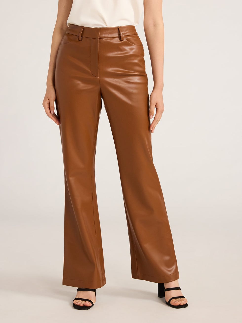 Faux Leather High Waisted Trouser Pants