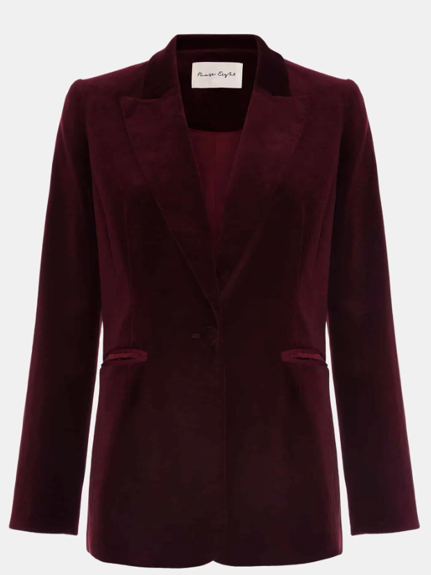 Bridie Wine Velvet Blazer